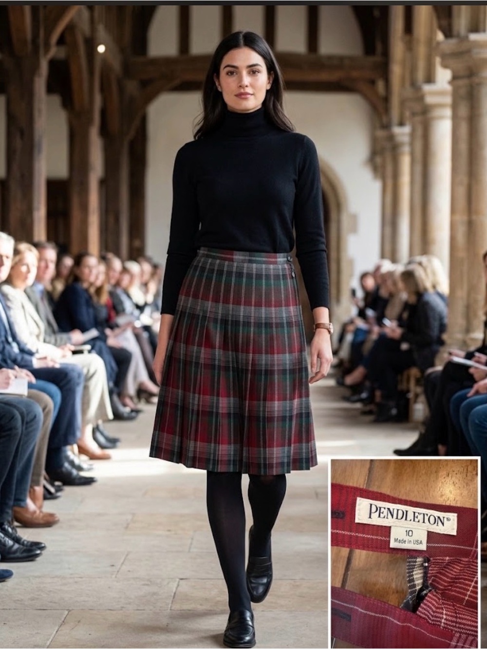 Vintage Pendleton Reversible Virgin Wool Pleated Plaid Kilt Skirt Heritage Sz 10